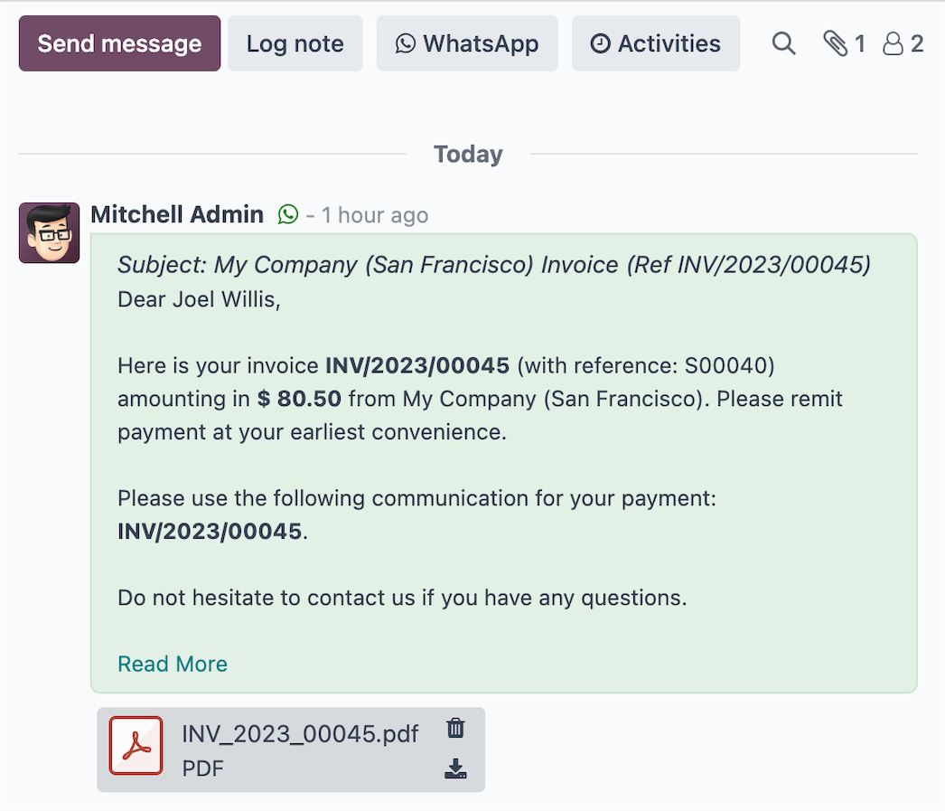 WhatsApp inside the system
